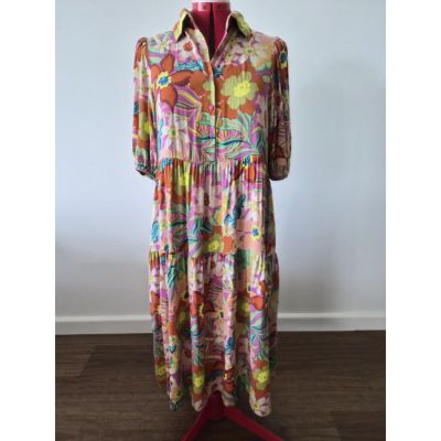 Abel The Label Retro Floral Tiered Maxi Dress – Size S