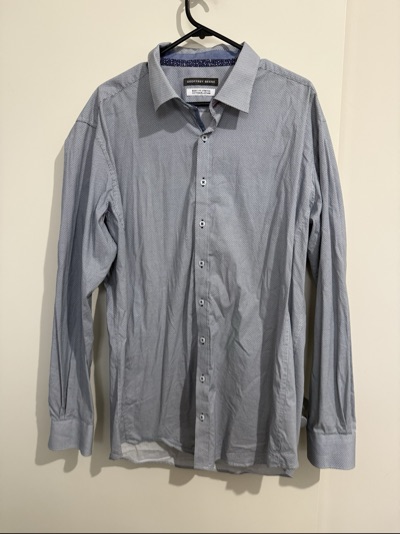 Geoffrey Beene white and navy geometric print shirt size XXL