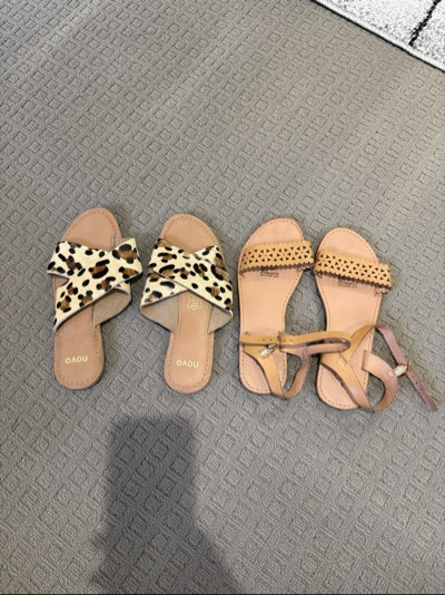 leopard-print leather sandals size 6