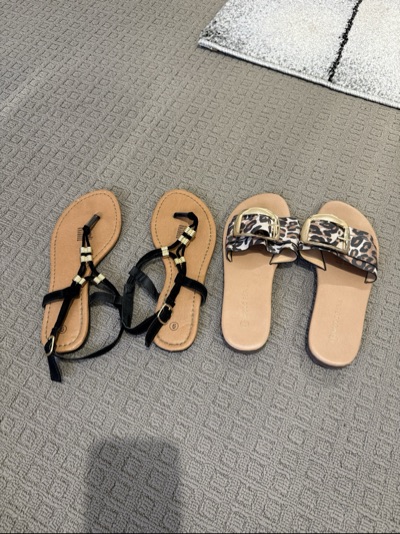 Women's flat sandals / slides two-pair set size 6