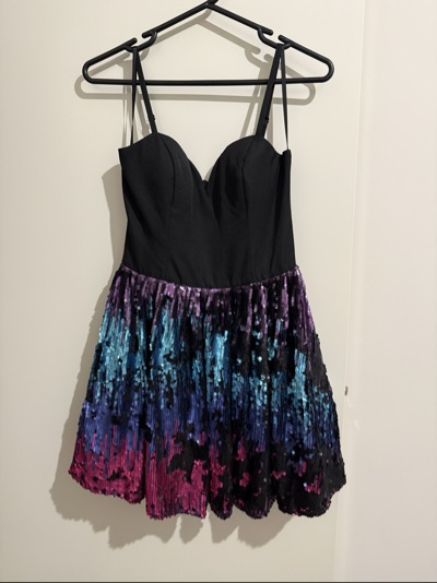 Rare London black sequin dress size 12