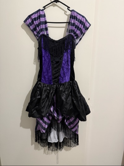 Adult Black and purple saloon costume dress fits most