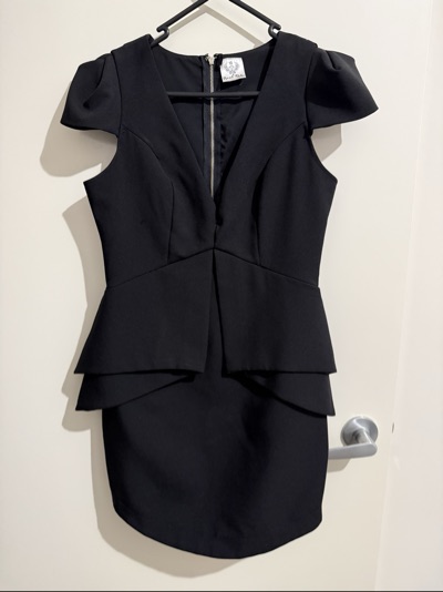 Angel biba black peplum mini dress size 10