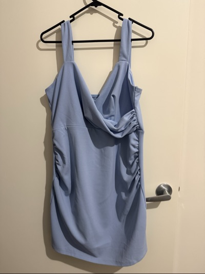 Cider blue cowl neck ruched mini dress size XL