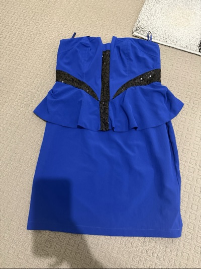 Ally blue sequin-panel dress with ruffle detail size 12