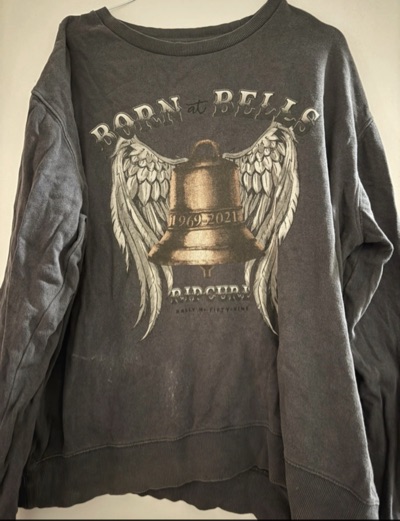Ripcurl Grey crew-neck jumper with winged bell graphic