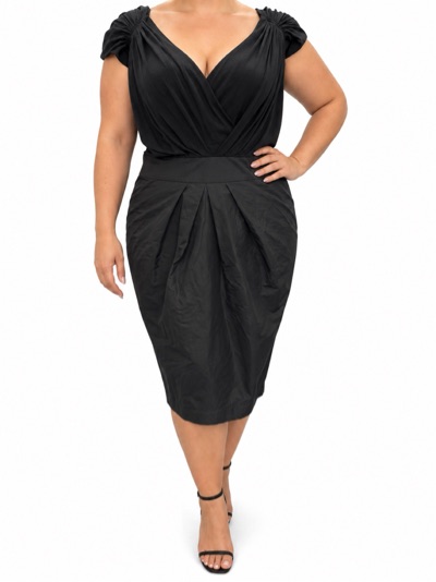 Basque Black v neck cap sleeve mini sz 16