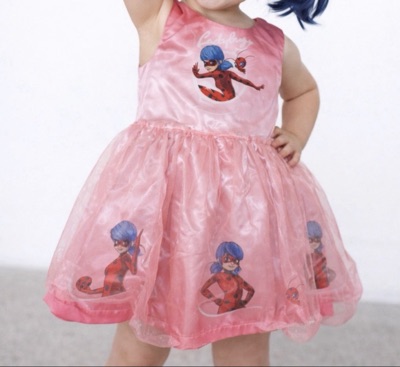 Pink miraculous Ladybug printed dress Sz 3