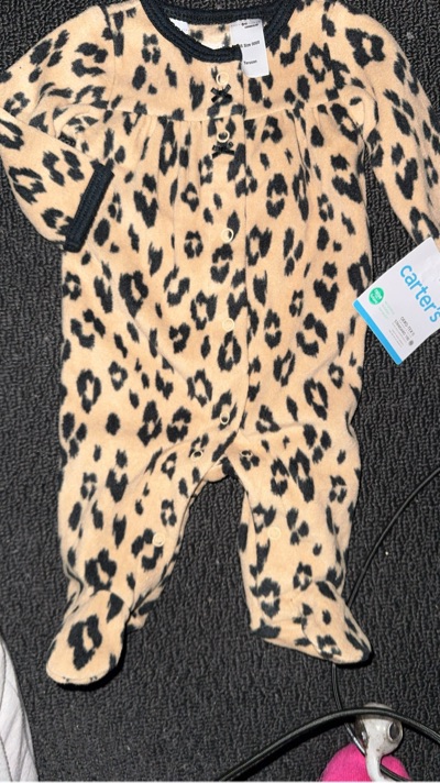 Carter fluffy animal print girls onesie new