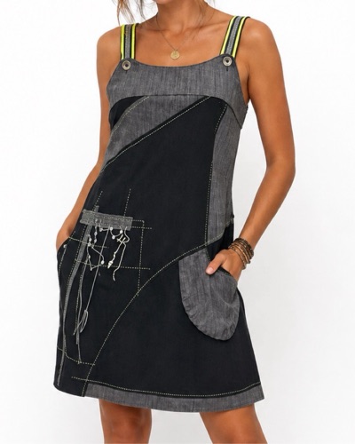 Philosophy black and grey mini pinafore dress size 10
