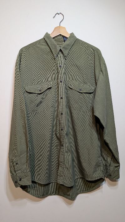 Vintage 90s GAP Old Gap Olive Micro Check Utility Shirt Men’s L 100% Cotton