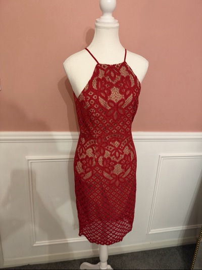 Bardot red lace midi dress size AUS/UK 10