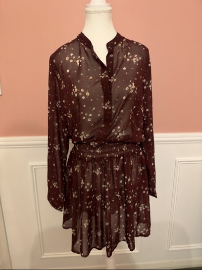 Decjuba maroon floral button-front dress size 10