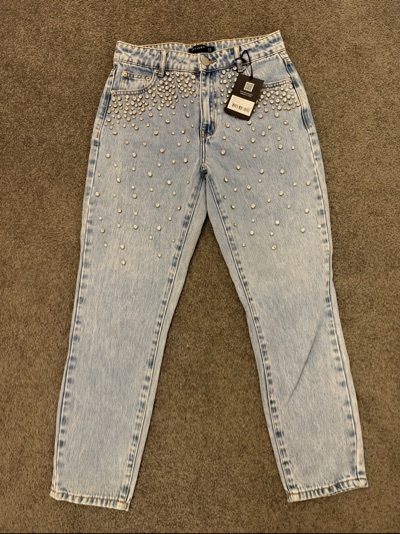 DECJUBA blue rhinestone jeans size 8