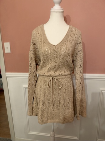 Sabo open-knit mini dress with drawstring waist