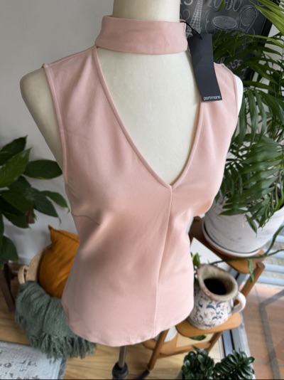 Portmans Pastel Pink Choker V-Neck Top