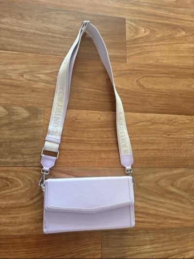 Country Road purple crossbody bag with adjustable strap