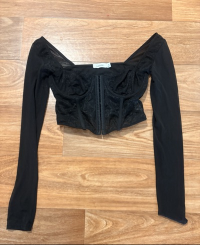 Glassons black lace corset top with long sleeves size M
