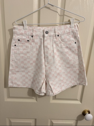 Cools Club pink checker denim shorts size 10
