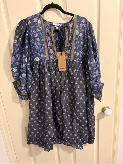 Jaase navy floral dress with tie neckline size S