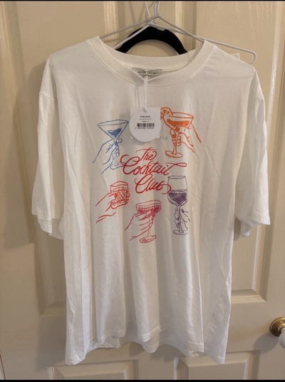 Paper Heart White cocktail graphic T-shirt size 8