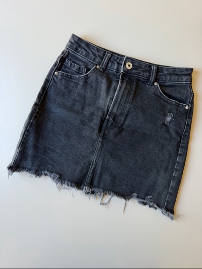 Black denim mini — listed on Frippy