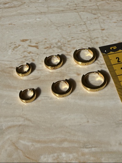 Gold-tone stainless steel hoop earrings set