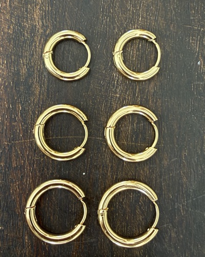 Gold-tone stainless steel hoop earrings set