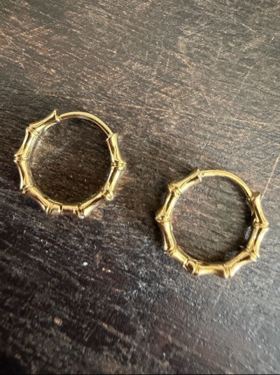 NEW Stainless steel Gold bamboo-style hoop earrings