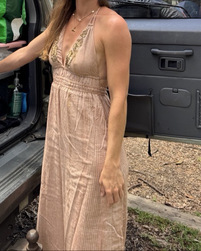 Pull&Bear backless embellished halter maxi dress size S