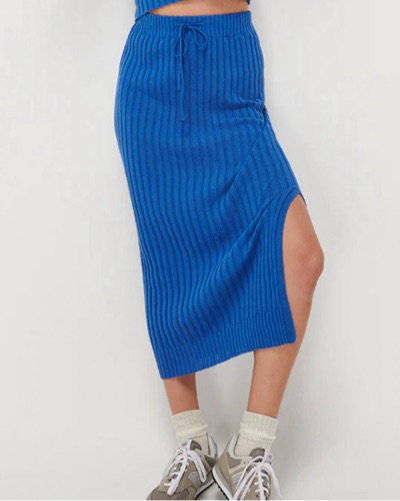 Ghanda Co blue rib-knit skirt size Small