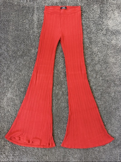 Bershka red ribbed flared trousers size S