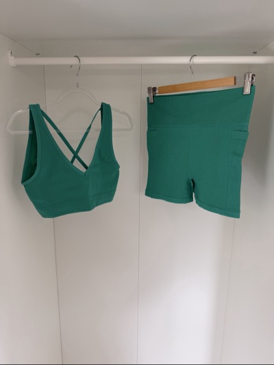 Cotton on Body green ribbed activewear set Top S Shorts M