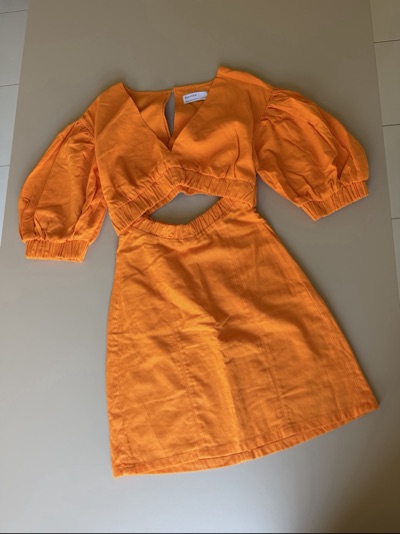 Bershka orange cut-out mini dress XS