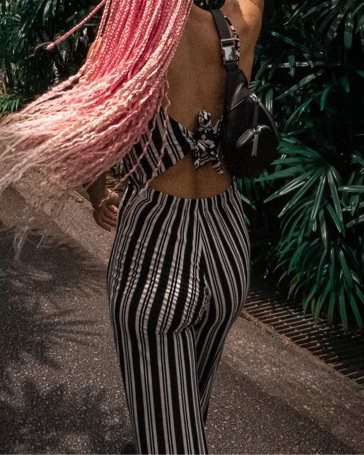 Stradivarius striped wide-leg jumpsuit size S