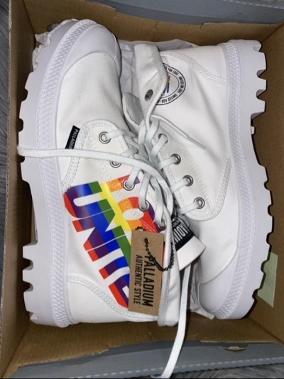 Palladium Pampa Hi Pride Boots White Rainbow EU 40 | Brand New