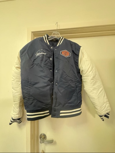 Mossimo Varsity Bomber Jacket – Navy & Cream 💙🤍