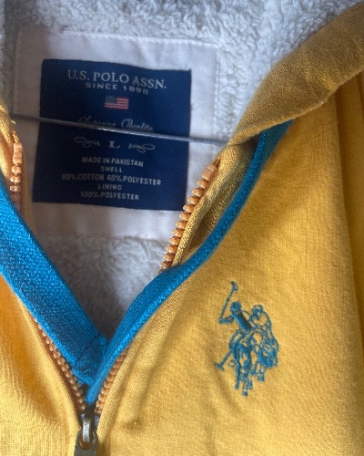 U.S. Polo Assn. yellow zip-up hoodie size L