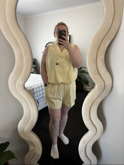 ed.it.ed yellow linen-blend vest and shorts set