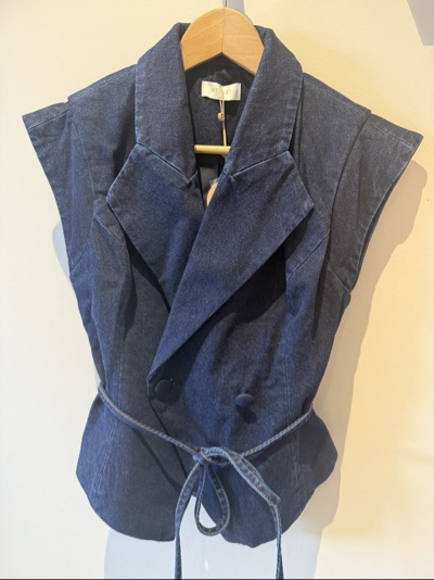 Meshki Charley Structured Tie Denim Top