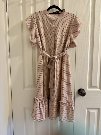 SHEIN Pink Polka Dot Ruffle Midi Dress XL
