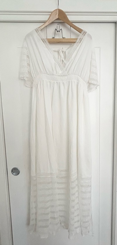 White lace-trim maxi dress