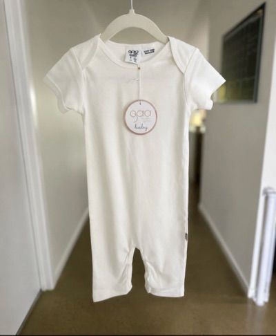 Gaia Organic Cotton Baby Romper Size 1 Cream Short Sleeve BNWT