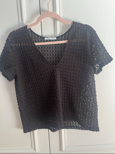 Zara black crotchet style top
