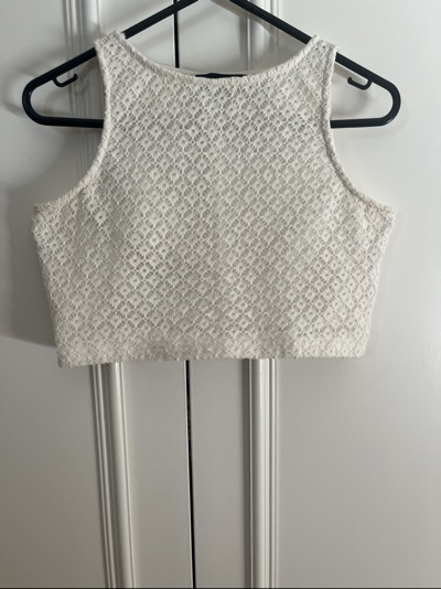 Mink pink white crotchet crop