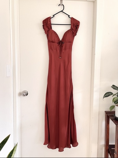 SweetPot Brown Satin Maxi Evening Dress| BrandNew with Tag|Size 8