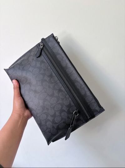 Authentic Coach Black C Signature Monogram Clutch Bag|Wristlet Bag|Unisex