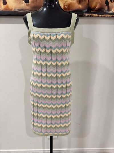 Cotton On Pastel Chevron Knit Dress – Size L/G (Fits 12-14)