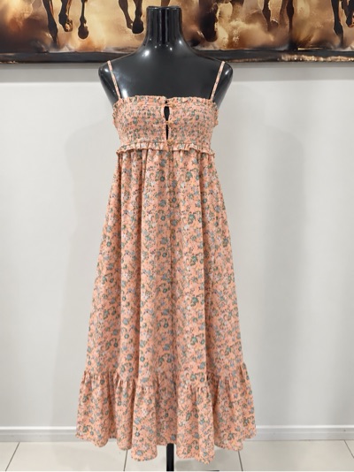 BNWT Slide Show Peach Floral Button-Up Maxi Dress – Size 10