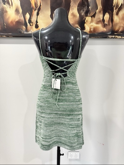 BNWT Slide Show Green Knit Halter Mini Dress – Size 10